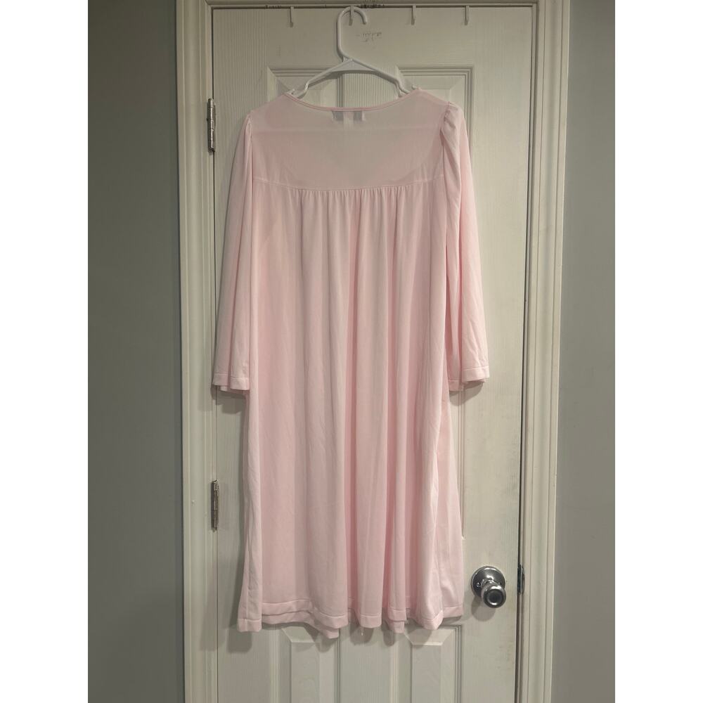 Miss Elaine Classics Woman Pink Nylon Tricot Button Front Robe Embroidered 1X - Picture 6 of 7